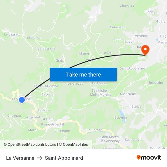 La Versanne to Saint-Appolinard map