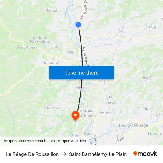 Le Péage-De-Roussillon to Saint-Barthélemy-Le-Plain map
