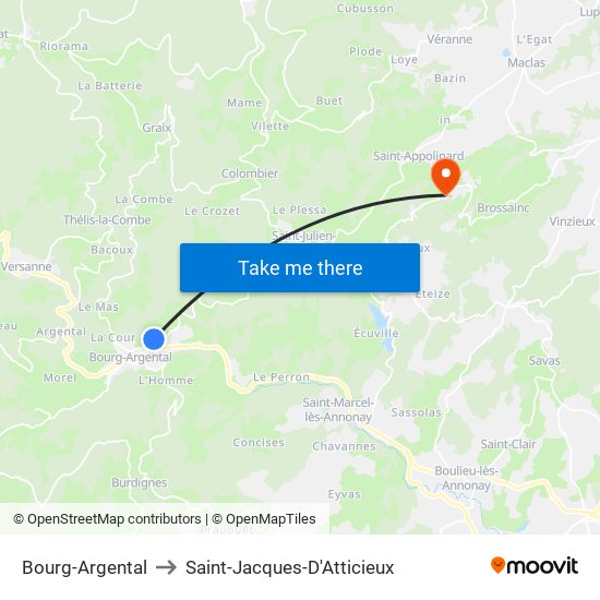 Bourg-Argental to Saint-Jacques-D'Atticieux map