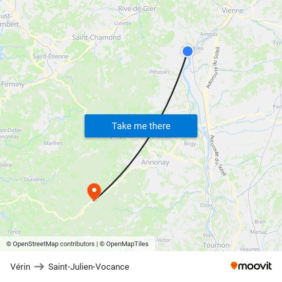 Vérin to Saint-Julien-Vocance map