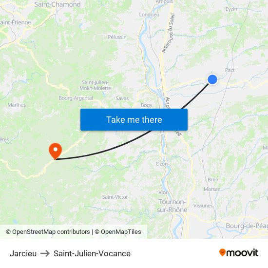 Jarcieu to Saint-Julien-Vocance map