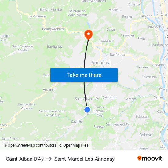 Saint-Alban-D'Ay to Saint-Marcel-Lès-Annonay map
