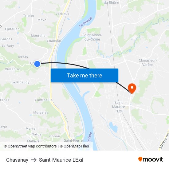 Chavanay to Saint-Maurice-L'Exil map