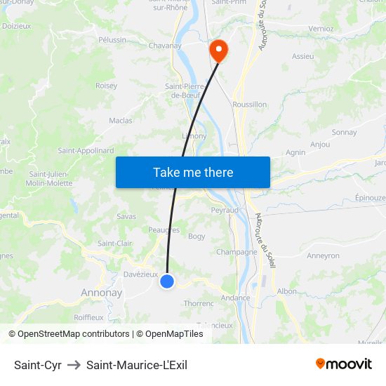 Saint-Cyr to Saint-Maurice-L'Exil map