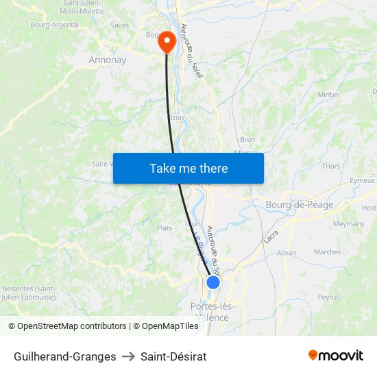 Guilherand-Granges to Saint-Désirat map