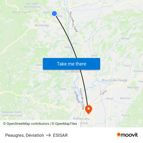 Peaugres, Déviation to ESISAR map