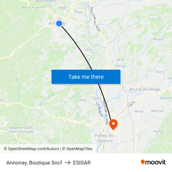 Annonay, Boutique Sncf to ESISAR map
