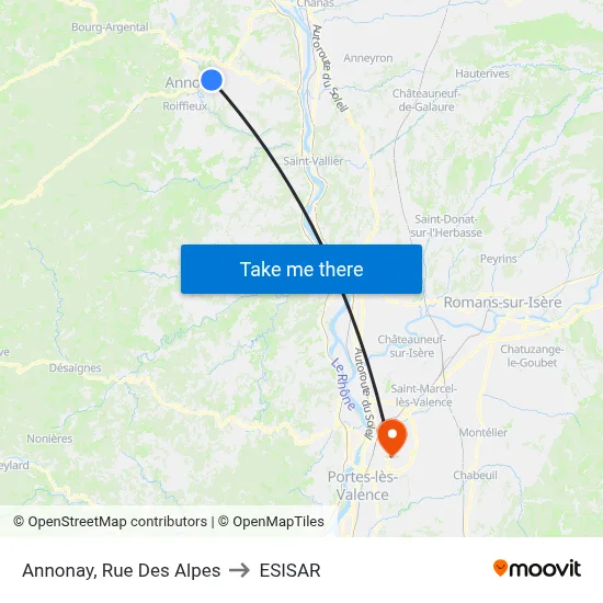 Annonay, Rue Des Alpes to ESISAR map