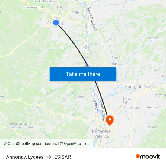Annonay, Lycées to ESISAR map
