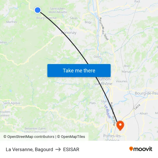 La Versanne, Bagourd to ESISAR map