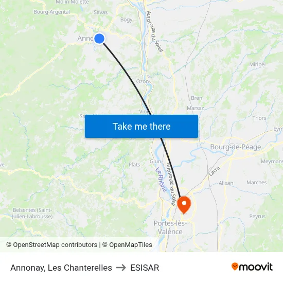 Annonay, Les Chanterelles to ESISAR map
