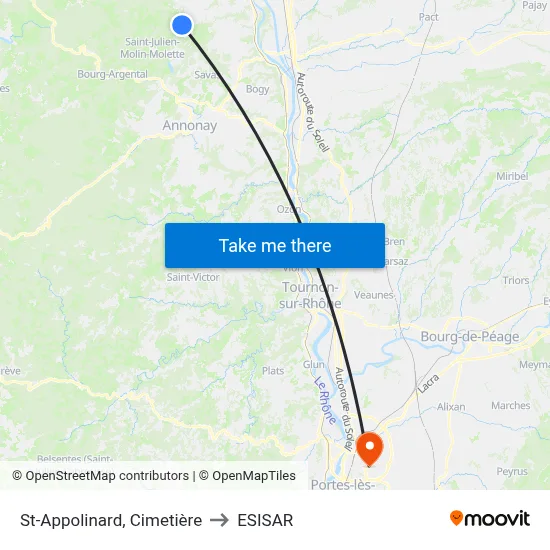 St-Appolinard, Cimetière to ESISAR map