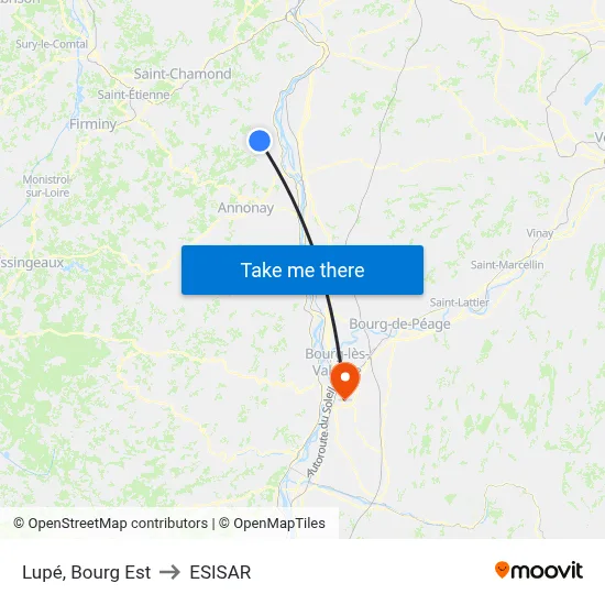 Lupé, Bourg Est to ESISAR map