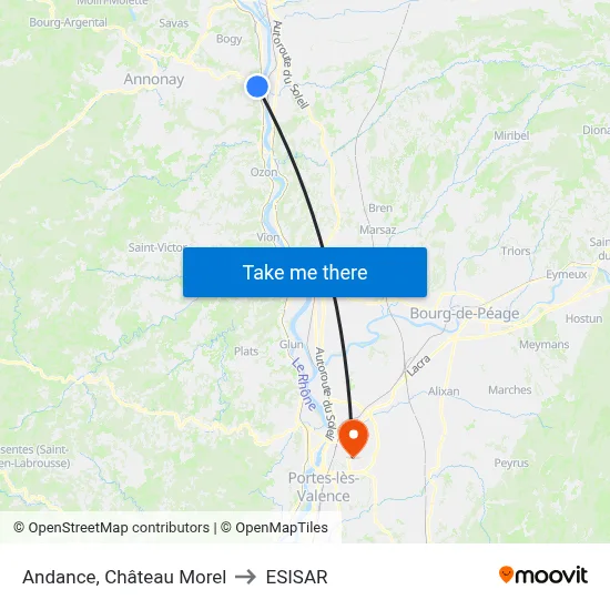 Andance, Château Morel to ESISAR map