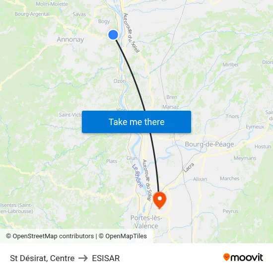 St Désirat, Centre to ESISAR map