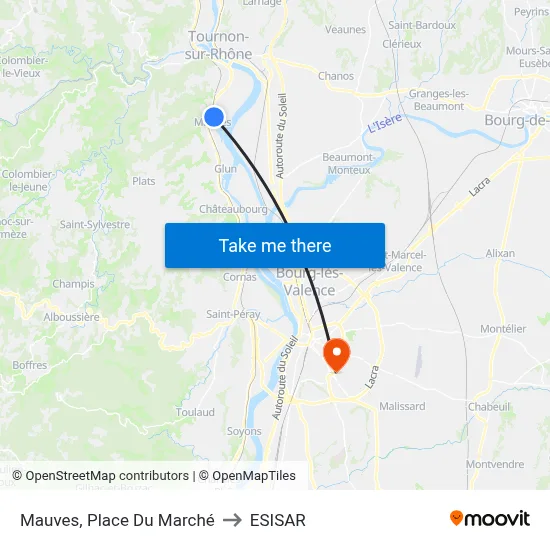 Mauves, Place Du Marché to ESISAR map