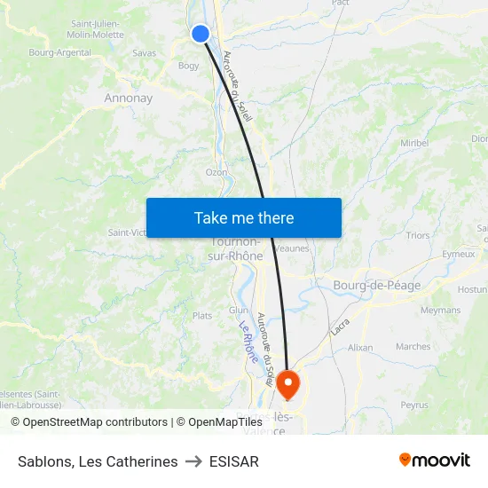 Sablons, Les Catherines to ESISAR map