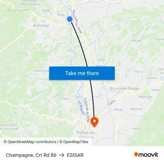 Champagne, Crt Rd 86 to ESISAR map