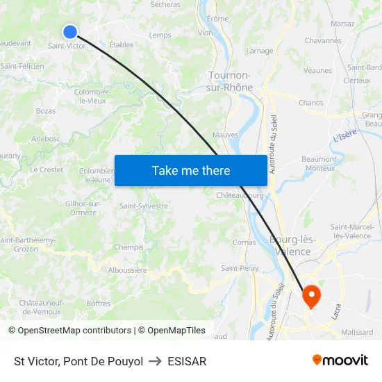 St Victor, Pont De Pouyol to ESISAR map