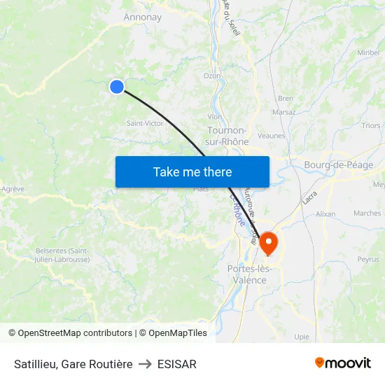 Satillieu, Gare Routière to ESISAR map