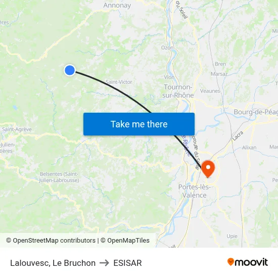 Lalouvesc, Le Bruchon to ESISAR map