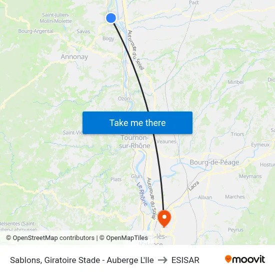 Sablons, Giratoire Stade - Auberge L'Ile to ESISAR map