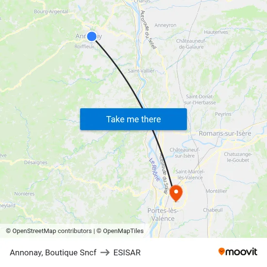 Annonay, Boutique Sncf to ESISAR map