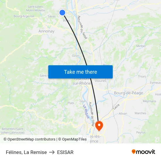 Félines, La Remise to ESISAR map