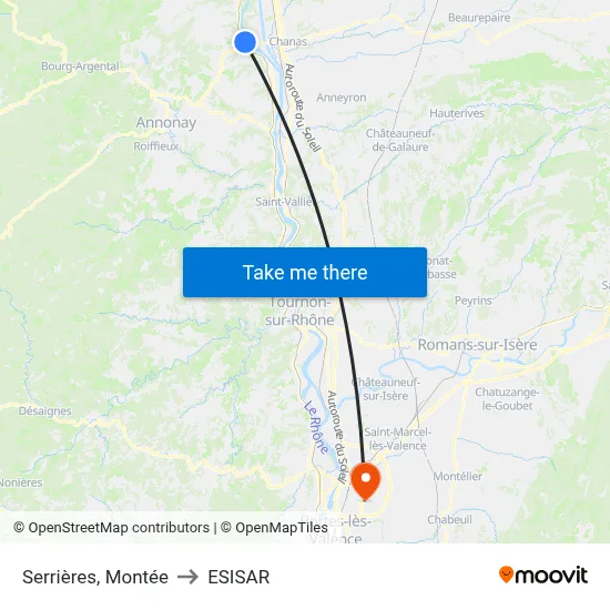 Serrières, Montée to ESISAR map