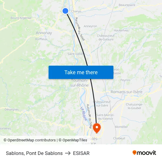 Sablons, Pont De Sablons to ESISAR map