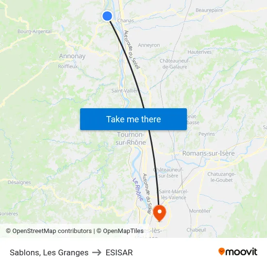 Sablons, Les Granges to ESISAR map