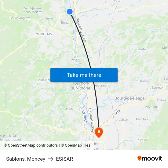 Sablons, Moncey to ESISAR map