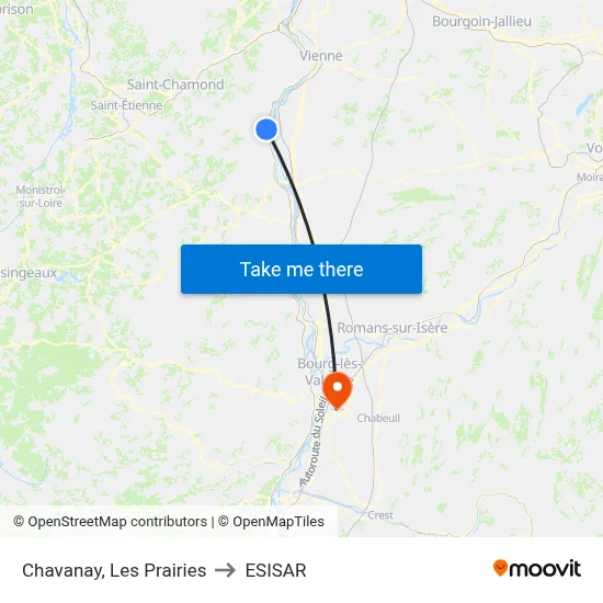 Chavanay, Les Prairies to ESISAR map