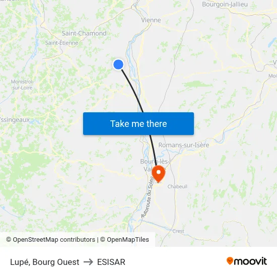 Lupé, Bourg Ouest to ESISAR map