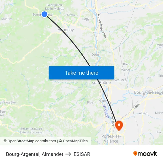 Bourg-Argental, Almandet to ESISAR map
