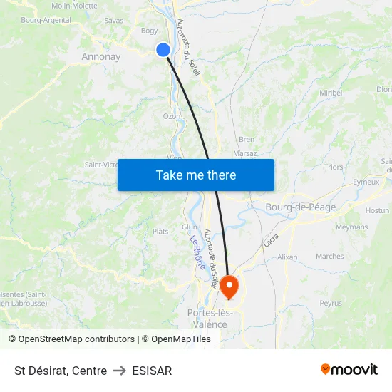 St Désirat, Centre to ESISAR map