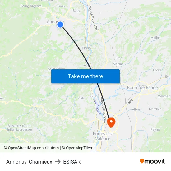 Annonay, Chamieux to ESISAR map