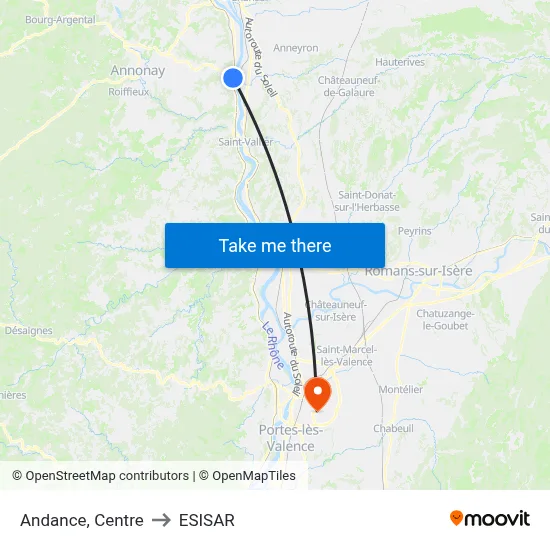 Andance, Centre to ESISAR map