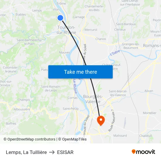 Lemps, La Tuillière to ESISAR map