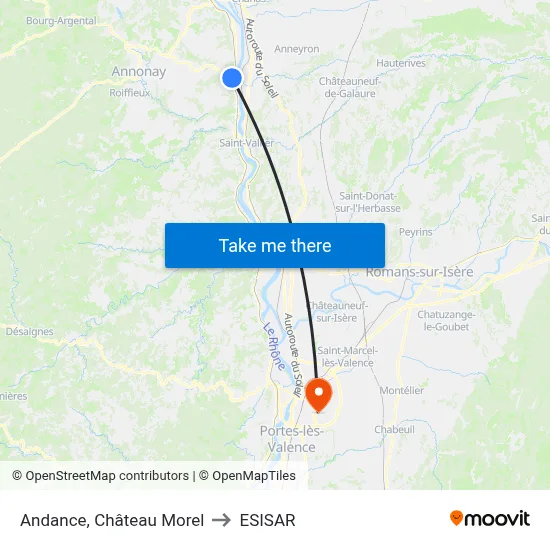 Andance, Château Morel to ESISAR map