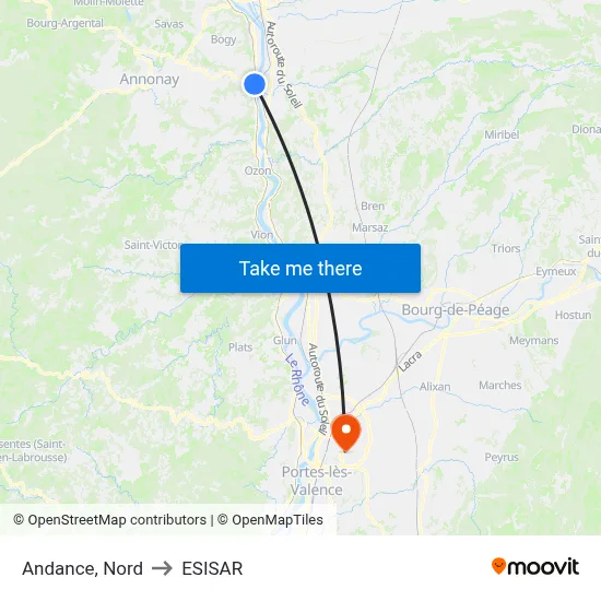 Andance, Nord to ESISAR map