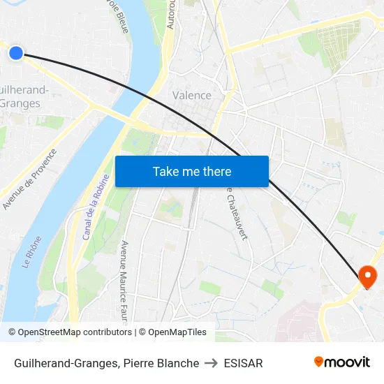 Guilherand-Granges, Pierre Blanche to ESISAR map