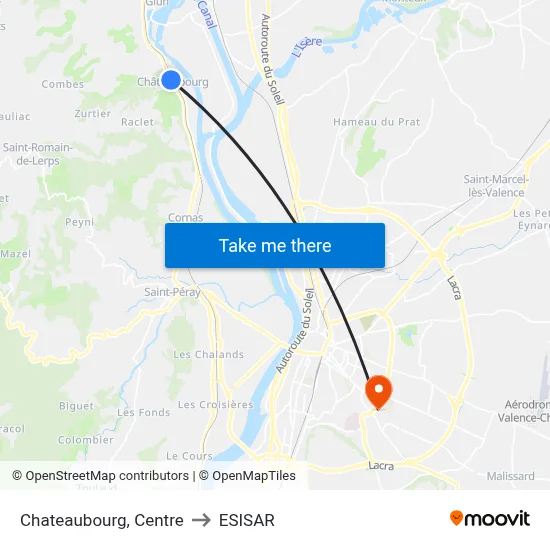 Chateaubourg, Centre to ESISAR map