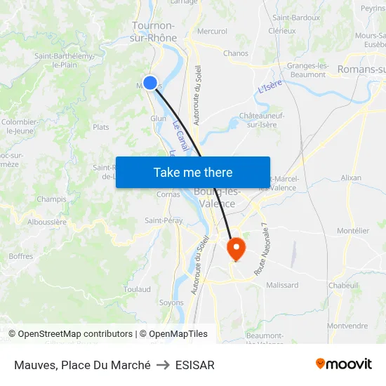 Mauves, Place Du Marché to ESISAR map