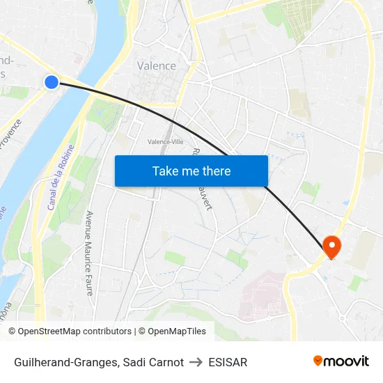 Guilherand-Granges, Sadi Carnot to ESISAR map