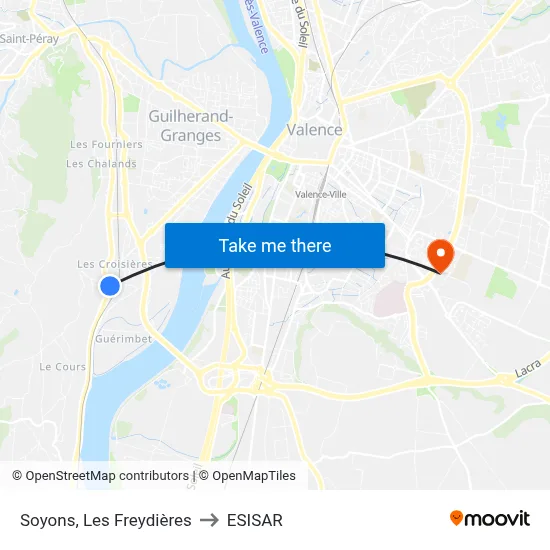 Soyons, Les Freydières to ESISAR map