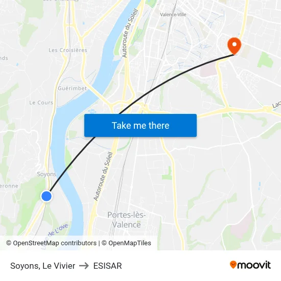 Soyons, Le Vivier to ESISAR map