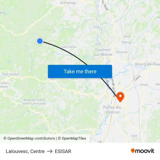 Lalouvesc, Centre to ESISAR map