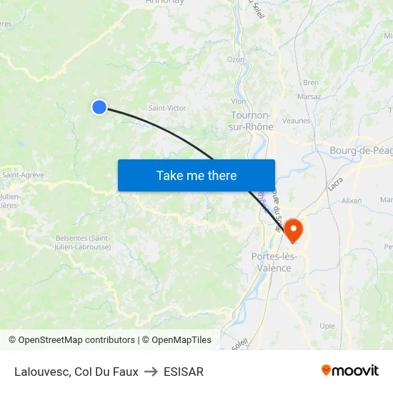 Lalouvesc, Col Du Faux to ESISAR map
