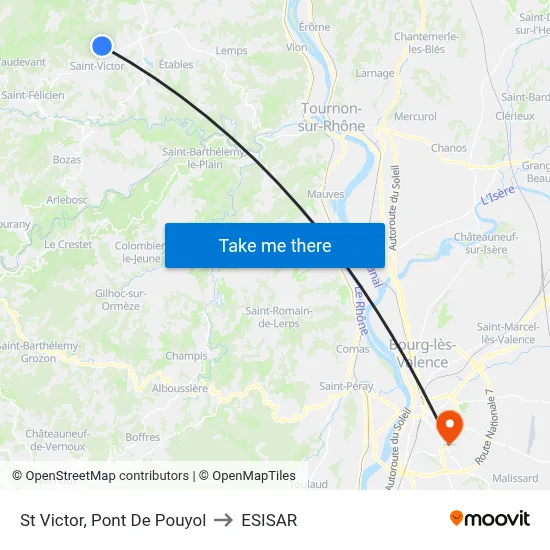 St Victor, Pont De Pouyol to ESISAR map